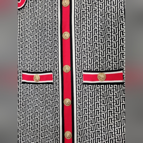 NWT - Balmain Women's Black & Red Stretch Dress - Size Medium. - Picture 5 of 8